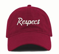 Respect 90's Style Script  Dad Hat  100% Cotton Colors: Many Closure: Adjustable Buckle Fit: One Size Fits Most Visor: Curved Classic Hip Hop, Star City, Embroidered Baseball Caps, Quality Hats, Retro 90s, Dad Hat, Snapback Cap, Trucker Cap, Denim Wash