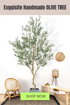 Large artificial olive tree with lush leaves and big olives, perfect for sophisticated home decor. Olive Trees Indoor, Stairs In Living Room, Faux Olive Tree, Olive Trees, Handmade Wreaths, Living Room Office