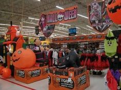 halloween decorations are on display in the store