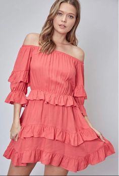 Ruffle midi dress Small-Large Daisy Duke Shorts, Ruffle Midi Dress, Activewear Sets, Plus Size Top, Types Of Dresses, Strap Dress, Spaghetti Strap Dresses, Dress Clothes For Women, Off Shoulder Dress