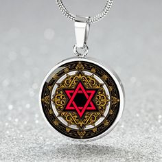 Red Star of David Necklace, offering engraved personalization options and available in both silver stainless steel and 18K gold plated, is a unique piece of jewelry. This Shield of David and Gold Magen David Jewelry makes a perfect Star Charm for any occasion. ➜ Our Star of David Jewelry is made of high quality surgical steel with a graphic image that's printed directly onto the steel surface with a shatterproof liquid glass coating and includes an 18k gold finish option. ➜ Our Engraved Star of Symbolic Star Of David Engraved Necklace, Gold Star Of David Necklace Nickel Free, Symbolic Star-shaped Engraved Necklaces, Gold Nickel-free Star Of David Necklace, Star-shaped Engraved Necklace For Gift, Symbolic Star Of David Necklace For Gift, Symbolic Star Necklace Gift, Vintage Star Necklace For Gift, Jewish Necklace