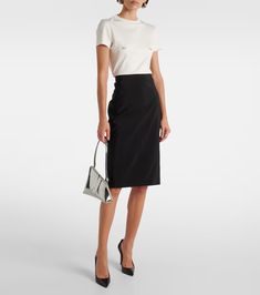 Embellished cotton jersey crop top in white - Mugler | Mytheresa Formal Cotton Short Sleeve Top, Elegant Cotton T-shirt For Work, Chic White T-shirt For Office, Chic White T-shirt For Workwear, Chic Fitted Short Sleeve Cotton Top, Chic Crew Neck Short Sleeve Top For Work, Chic Fitted Cotton Short Sleeve Top, Elegant Cotton T-shirt For Spring, Elegant Fitted White Short Sleeve Top