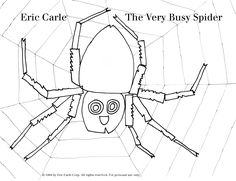 a drawing of a spider with the words eric carre and the very busy spider