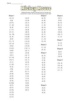 the micey mouse worksheet is filled with numbers and symbols for each character