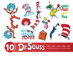 the dr seuss clipart collection includes 10 dr seuss decals for your project