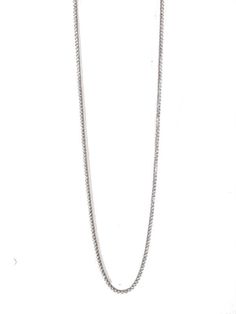 Faux Diamond Station Necklace • White Gold Plated Over Silver• 42" Long Luxury Sterling Silver Station Necklace As Gift, Luxury White Gold Sterling Silver Station Necklace, Luxury White Gold Station Necklace In Sterling Silver, Luxury Silver Station Necklace For Anniversary, White Gold Metal Necklace With Curb Chain, Classic Silver Single Strand Necklace, Cuban Link Metal Necklace For Formal Occasions, Classic Metal Curb Chain Jewelry, Metal Cuban Link Necklace With Lobster Clasp