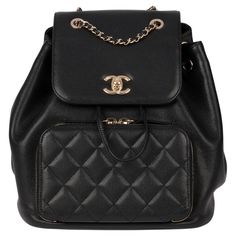 Chanel Black Caviar Leather & Lambskin Affinity Backpack Brand- Chanel Model- Affinity Backpack Product Type- Backpack Serial Number- 23****** Age- Circa 2016 Accompanied By- Chanel Box, Authenticity Card, Care Booklet Colour- Black Hardware- Gold Material(s)- Caviar & Lambskin Leather Height- 30cm Width- 27cm Depth- 14cm Strap Drop- Adjustable to 44cm Interior- Burgundy Leather Closure- Turn Lock Country of Origin- Italy Condition Rating- Excellent Exterior Condition- The exterior is in excelle Black Chanel Backpack, Luxury Black Backpack For School, Luxury Black School Backpack, Luxury Black Leather School Backpack, Mochila Chanel, Cute Luggage, Designer Backpack, Chanel Box, Chanel Backpack