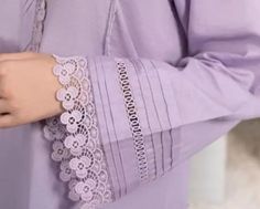 Trending Sleeves Design, Trending Sleeves, Sleeves Design For Kurti, Lace Designs On Suits, Design For Kurti, Women Trousers Design, Kurti Sleeves, Simple Dress Casual, Pakistani Women