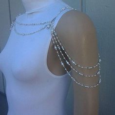 Shoulder Necklace Crystal, Shoulder Necklace Boho, Draped Chain Necklace, Shoulder Necklace Pearl, Cheap Party Beaded Clavicle Chain Necklaces, Shoulder Necklace Silver, Cheap Beaded Clavicle Chain Necklace For Parties, Shoulder Necklace Crochet, Shoulder Necklaces