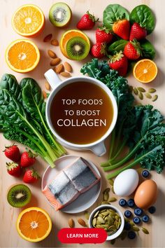 Discover the ultimate guide to the top foods that boost collagen and naturally enhance your skin health! From nutrient-rich bone broth to delicious berries, these collagen-boosting foods can help you achieve a youthful glow. Learn how foods like salmon, leafy greens, and citrus fruits play a vital role in collagen production. Incorporate these delicious ingredients into your diet for healthier skin, hair, and nails. Click to explore recipes and tips for a collagen-rich lifestyle!
#CollagenBoostingFoods #HealthySkin #Nutrition #SkinCare #GlowingSkin #NaturalBeauty #HealthyEating #Wellness #AntiAging #FoodForSkin Nutrition Skincare, Collagen Boosting Foods, Healthy Skin Diet, Food F, Boost Collagen, Healthier Skin, Boost Collagen Production, Citrus Fruits, Rich Lifestyle