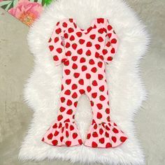 "Beautiful strawberry bell style one piece long sleeves bodysuit.  NO SNAPS!  Perfect for strawberry themed birthdays the solid  red bodysuit is sold in different listing, please message us if you can't find it in our shop!  The little bow sizes Newborn-2t comes on nylon, the 3t sizes and up will come on alligator clip  The set is made of ribbed stretchy knit fabric. Runs true to size. I won't recommend sizing up.  Size-inseam of leggings/waist  NB-6\"/13\" 0-3m-7\"/14.5\" 3-6m-8\"/15.5\" 6-9m- 9\"/16\" 9-12m-10.5\"/16.5\" 12-18m-11.5\"/17.25\" 18-24m-13\"/18\" 2-3t-14.5\"/18.5 3-4t-15\"/19\" 4-5y-15.5\"/19.5\" 5-6y-16\"/20\"" Cute Fitted Onesie For Party, Cute Fitted Bodysuit For Birthday, Cute Pink Bodysuit For Party, Cute Spring Party Bodysuit, Fitted Fun Bodysuit For Spring, Spring Fun Fitted Bodysuit, Fun Fitted Spring Bodysuit, Cute Ruffled Bodysuit For Party, Spring Fitted Bodysuit