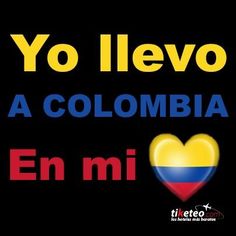 a heart with the colors of colombia and an i love you message in spanish on a black background