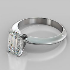 an engagement ring with a large diamond in the center on a gray background, 3d image