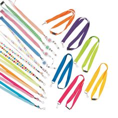 Make nametags cheerful and colorful with this bright assortment of lanyards. Including lanyards with fun prints, stripes, bright colors and smiley faces, this assortment is great for the office or in the classroom. Use these lanyards for giveaways and rewards for great work in the classroom or give different teams of employees separate lanyards at your next corporate retreat. Each lanyard comes with a metal clip. Nylon. (4 dozen per unit) 36" Diy Lanyard, Corporate Retreat, Teaching Supplies, Cute Face Mask, Classroom Jobs, Making Faces, Face Mask Fashion, Girls Camp, Smiley Faces