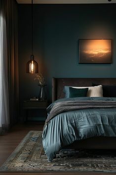 #BEAUTY, #RELATIONSHIPS #Fashion #Animals #Outfits #Winter Outfits #Animals Black White Grey Teal Bedroom, Color Themed Bedroom Ideas, Modern Bedroom Accent Wall Ideas, Moody Teal Bedroom, Dark Teal Bedroom Colour Schemes, Black And Teal Bedroom, Dark Teal Bedroom Ideas, Dark Teal Bedroom, Navy Bedroom Decor