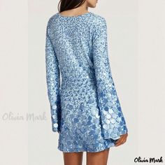 Olivia Mark - Exquisite Sequin-Embellished Round Neck Flare Long Sleeve Mini Party Dress Spring V-neck Embellished Sequin Dress, Embellished A-line Party Mini Dress, V-neck Sequin Dress For Spring Evenings, Embellished A-line Mini Dress For Spring, Embellished Evening Dresses For Spring, Spring A-line Embellished Mini Dress, Summer Long Sleeve Sequin Dress With Contrast, Party Sequin A-line Mini Dress, Party Mini Dress With Sequins, A-line Shape