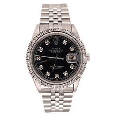 ad eBay - Rolex Men's Datejust 36mm Jubilee Steel Watch ICED 2.25ct Diamonds Black Dial - Buy Now, click the link (eBay) Black Diamond Round Watch, Classic Iced Out Round Diamond Watch, Diamond Face, Rolex Men, Bezel Diamond, Diamond Watch, Rolex Datejust, Steel Watch, Silver Band