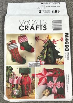 an image of a christmas stocking pattern on the cover of a sewing book with instructions to make it