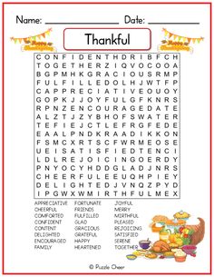 the thanksgiving word search is shown in red and white