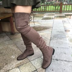 FREE SHIPPING Women Over the Knee Suede Boots JKP1621 Trendy Lace-up Knee-high Winter Boots, Casual Brown Lace-up Boots For Fall, Brown Knee-high Boots For Winter, Casual Suede Lace-up Boots For Winter, Trendy Flat Boots For Fall, Flat Suede Boots For Fall, Casual Flat Winter Boots, Trendy Suede Winter Boots, Fitted Fall Lace-up Boots With Round Toe