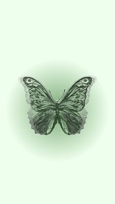 a black and white butterfly on a green background