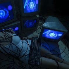 #lain #aesthetic Experiments Aesthetic, Lain Aesthetic, Lain Serial Experiments, Cybercore Aesthetic, Oc Pokemon, Cyberpunk Aesthetic, Dark Art Illustrations, Ap Art, Blue Aesthetic