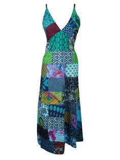 Womens Patchwork Maxi Dress Blue Printed Long Dresses S/M Blue Patchwork Dresses For Vacation, Blue Patchwork Maxi Dress For Vacation, Bohemian Blue Patchwork Maxi Dress, Fitted Blue Maxi Dress With Patchwork, Blue Patchwork Hippie Dress, Blue Sleeveless Hippie Maxi Dress, Blue Hippie Patchwork Dress, Blue Patchwork Maxi Dress For Summer, Barbecue Dinner