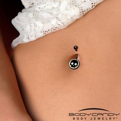 Product Details Hypoallergenic belly ring for sensitive skinGlow in the Dark Simple Skull Belly Ring Get a look that will strike 'em dead with this 14 gauge navel ring. It's made with a 7/16 inch 316L surgical grade stainless steel curved barbell with a 5mm top ball end. The bottom end features a simple silhouette of a black skull on a white background. And when the lights go down, it glows in the dark. You'll totally knock 'em dead with this glow in the dark, gothic skull belly piercing jewelry Belly Button Piercing Black, Royal Au, Simple Skull, Oc Reference, Belly Piercing Jewelry, Reference Board, Navel Jewelry, Navel Ring, Gothic Skull