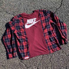 Reworked Nike shirt Fall Long Sleeve College Style T-shirt, Sporty Long Sleeve Streetwear Shirt, Long Sleeve College Style T-shirt For Fall, Cotton Patchwork Shirt For Streetwear, Cotton Patchwork Top For Streetwear, Patchwork Cotton Tops For Streetwear, Patchwork Long Sleeve Flannel Shirt For Fall, Patchwork Long Sleeve Flannel Shirt, Fall Streetwear Crew Neck Shirt