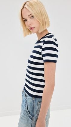 Denimist Striped Baby Tee | Shopbop Americana Fashion, Wide Stripes, China Fashion, Baby Tee, Stripe Print, Infant Tees, Stripes Pattern, Everyday Essentials Products, Fabric Weights