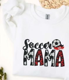 New! Soccer Mama Custom Embroidered Sweatshirt/Hoodie was just added to eBay. Check it out! #eBay #eBaySeller Cotton Embroidered Sweater, Sporty Embroidered Cotton Sweater, Sporty Cotton Sweater With Embroidery, White Tops With Letter Embroidery For Sports Season, White Sporty French Terry Tops, White Sporty Sweatshirt In French Terry, Sporty White French Terry Tops, White Cotton Sweats With Letter Print, White Cotton Sweater With Embroidered Graphics