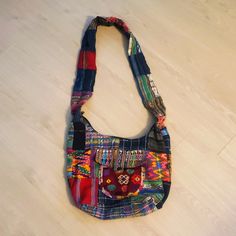 Multicolored Cotton Bag Casual Multicolor Crossbody Hobo Bag, Casual Multicolor Patchwork Hobo Bag, Multicolor Cotton Bag With Pockets, Multicolor Cotton Bags With Pockets, Casual Multicolor Hobo Bag For Festivals, Blue Rectangular Bags For Festival, Casual Blue Patchwork Bag, Blue Cotton Hobo Shoulder Bag, Blue Tote Hobo Bag For Festivals