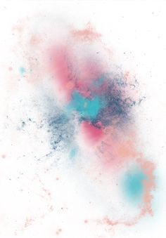 an abstract painting with blue and pink colors on it's white background, in the center is a large amount of dust