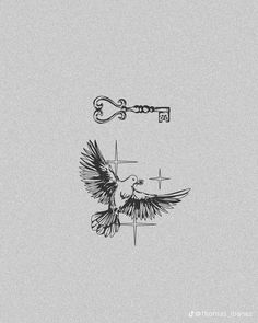 an image of a bird with wings and crossbones on it's back