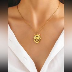 Brand New, Unused In Original Packaging, With Present Box Lion King Animals, Present Box, Choker Necklace Gold, Animal Pendant, Gold Choker Necklace, Instagram Logo, Chain Choker Necklace, Chain Choker, Chains For Men