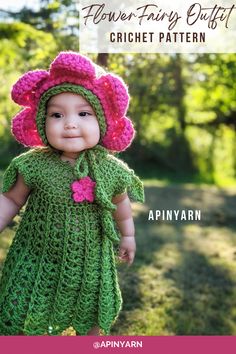 Crochet pattern, baby Halloween costume, baby fairy dress Flower Fairy Outfit, Crochet Baby Halloween, Halloween Costume Crochet, Halloween Costume Girl, Crochet Halloween Costume, Crochet Baby Costumes, Crochet Costumes, Baby Kostüm, Flower Costume