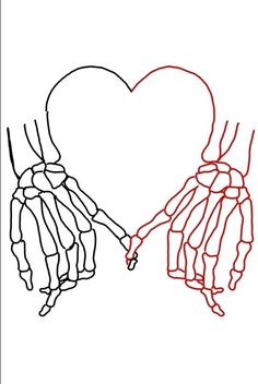 a drawing of two hands holding a heart