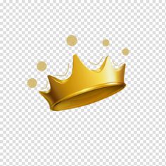 a golden crown on a white background with bubbles in the foreground, as well as dots