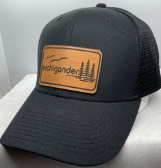 Michigander Hat Michigan Proud Perfect Gift For any Michigander Black Dad Hat Adjustable Closure Unisex Ships Fast Each piece of leather will vary.. no two piece are the same The hat is shown in a glued finish & a stitched finish please choose your finish at check out Wholesale Availability Black Dad Hat, Leather Patch Hat, Grey Hat, Patch Hat, Black Hat, Personalized Leather, Dad Hat, Leather Patches, Black Mesh