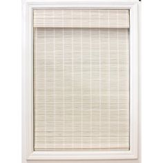 a white window with a bamboo blind in the front and side panels on the back