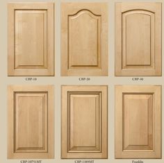 the different types of cabinet doors are shown in this image, and each door is labeled with