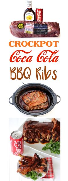 the bbq ribs are ready to be cooked in the crockpot and coke cola