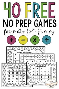 free printable no prep games for math