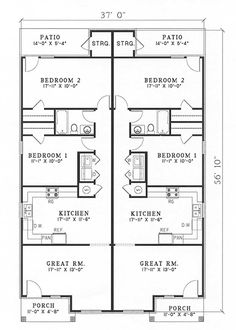 the floor plan for a two story house with three bedroom and an attached kitchen area