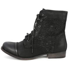 Black Short Bootie With Lace Detail Short Bootie, Combat Style, Detail Shop, Gothic Lolita, Black Shorts, Ankle Booties, Wedge Boot, Lace Detail, Bootie