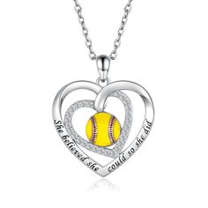 PRICES MAY VARY. Jewelry for Softball Lover: The sterling silver softball necklace is fun to wear and they make a statement! A cute accessory to your outfit or softball themed things. Wear them to a softball match, sports event, or just to brighten up a day! Perfect Softball Theme Gift: The Softball necklace is perfect for the girl who loves softball! Also make great gifts for softball players, softball teams, softball coaches, softball mom, dodgers or anyone that loves softball! For your family Gifts For Softball Players, Softball Christmas Gifts, Softball Accessories, Softball Necklace, Mom Gifts Jewelry, Baseball Necklace, Fancy Necklace, Softball Mom, Mom Jewelry