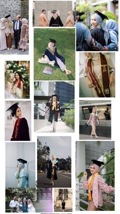 a collage of photos with people in graduation gowns and other things on them