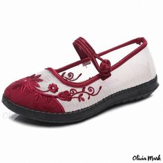 Olivia Mark - Beijing Cloth Shoes Network: Casual Slip-Resistant Single Shoes with Anti-Skid Sole Comfortable Red Walking Shoes With Round Toe, Slip-on Non-slip Walking Shoes With Round Toe, Non-slip Slip-on Closed Toe Walking Shoes, Non-slip Slip-on Walking Shoes With Closed Toe, Red Round Toe Walking Shoes, White Non-slip Flat Walking Shoes, Spring Walking Shoes With Non-slip Flat Heel, Spring Non-slip Flat Heel Walking Shoes, Mesh Heels