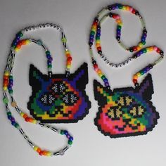 Handmade perler necklace with pony beads.  Perler beads are melted to withstand lots of dancing and the necklace is made with high quality materials, including fabric-covered stretch cord to last you for many events to come. Perfect for raves or festivals!  Crafted and shipped with love from Las Vegas Nevada! Handmade Multicolor Rave Necklaces, Perler Bead Necklace, Rave Perler, Clown Oc, Perler Necklace, Beads Perler, Perler Designs, Kandi Inspo, Perler Creations