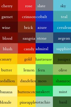 the color scheme for different types of wines and wines in each region, including red, white, blue, green, yellow, orange, and pink